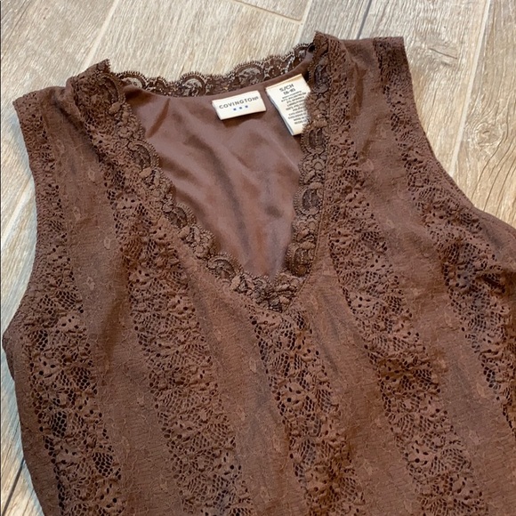 Covington Brown Lace Tank Top - Picture 5 of 7